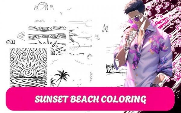 Sunset Beach Coloring Book Online Game